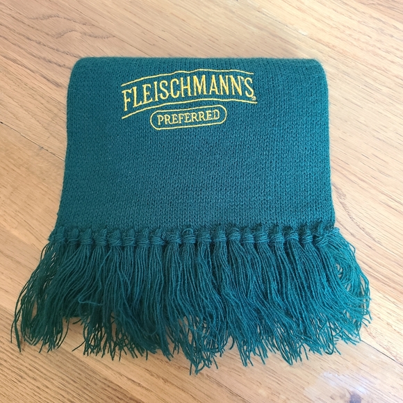 Fleischmanns Preferred Whiskey Vodka Green Fringe Embroidered Gold Scarf Unisex - Picture 4 of 5
